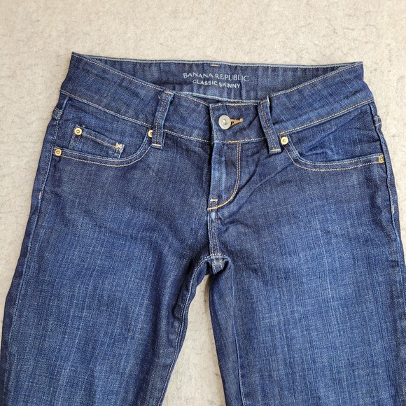 Banana Republic Classic Skinny Jeans Womens O Blue Dark Wash Low Rise 28x31 - Picture 2 of 11